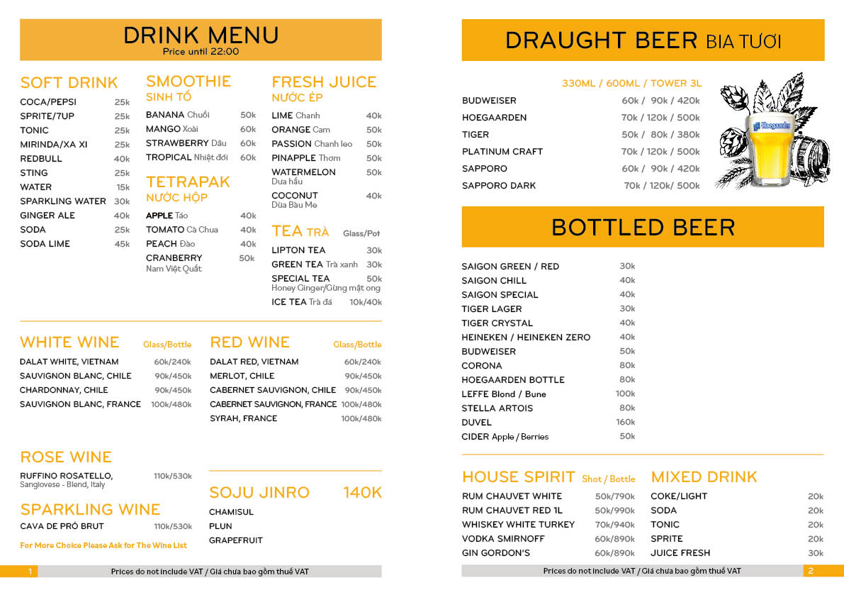 Drink Menu Drink Menu